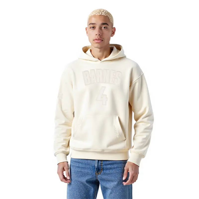 NBA TORONTO RAPTORS SCOTTIE BARNES #4 NEUTRAL PNN MEN'S DROP SHOULDER FLC PO HOODIE (EGGSHELL)