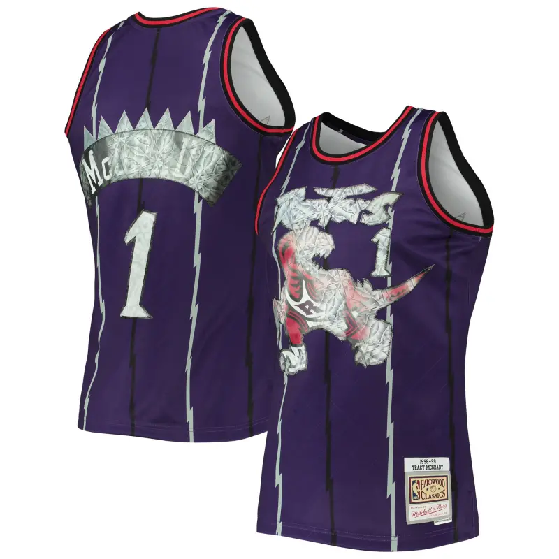 men8217s toronto raptors tracy mcgrady mitchell amp ness purple 199899 hardwood classics nba 75th anniversary diamond swingman jersey